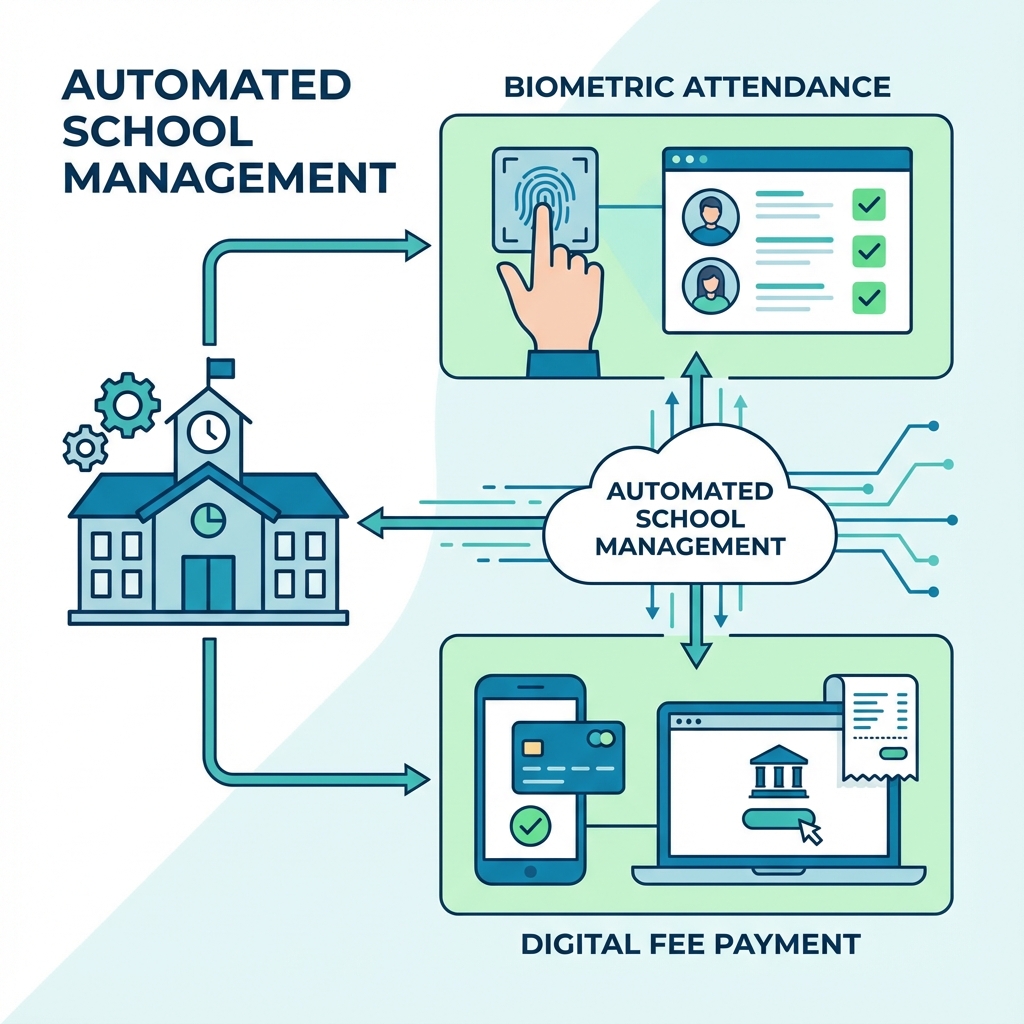 How do schools use AI to manage attendance and fees?
